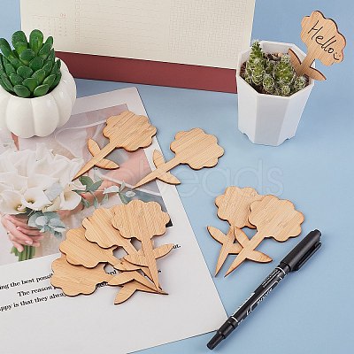 Flower Shape Bamboo Plant Labels DIY-GA0001-59-1