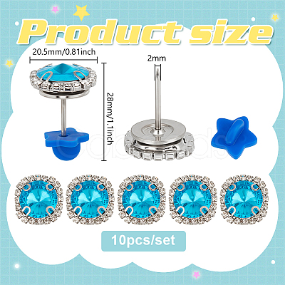 10Pcs Alloy Glass Rhinestone Brooches AJEW-PH01689-1