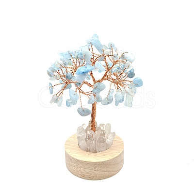 Natural Aquamarine Chips Tree Night Light Lamp Decorations PW-WG63079-08-1