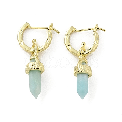 Natural Flower Amazonite Hoop Earrings EJEW-P306-01G-11-1