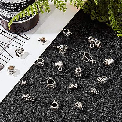 Tibetan Style Alloy Tube Bails TIBEB-NB0001-09AS-1