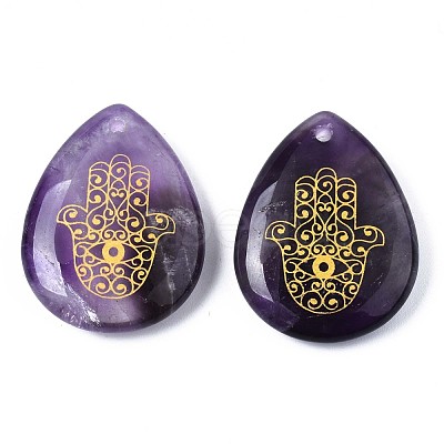 Natural Amethyst Pendants G-T122-73E-1
