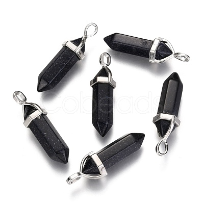 Synthetic Blue Goldstone Pointed Pendants G-F295-03H-1