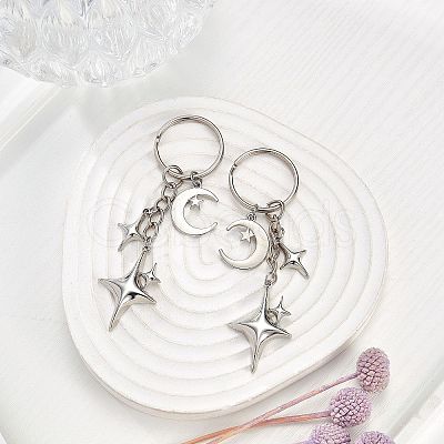 Star & Moon Alloy Keychain KEYC-SW00014-04-1