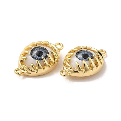 Evil Eye Resin Brass Connector Charms RESI-E026-01G-M-1