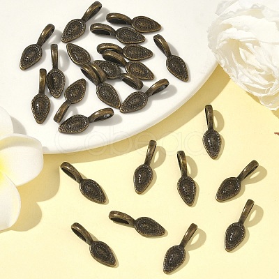 Tibetan Style Alloy Glue-on Flat Pad Bails X-TIBEP-Q064-183AB-NR-1