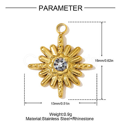304 Stainless Steel Rhinestone Pendants STAS-OY009-95G-1