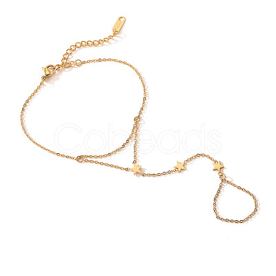 Stainless Steel Cable Chain Ring Bracelets for Women PW-WG42E53-01-1