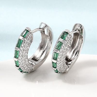 Brass Micro Pave Cubic Zirconia Hoop Earrings KK-CBA8324-22P-03-1