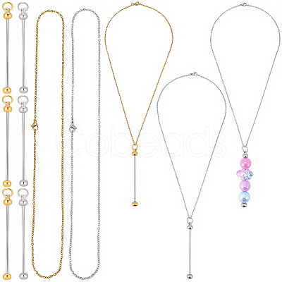 6Pcs 2 Colors 304 Stainless Steel Cable Chain Necklace for Men Women STAS-SC0020-88-1