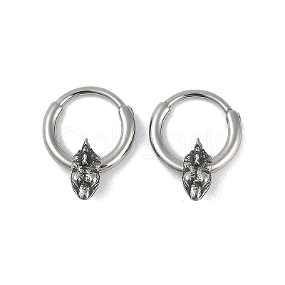 Dinosaur Head 316 Surgical Stainless Steel Hoop Earrings EJEW-G416-23AS-1