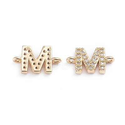 Brass Micro Pave Cubic Zirconia Letter Links X-ZIRC-I042-16G-M-1