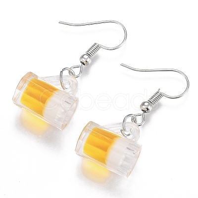 Resin Draft Beer Dangle Earring EJEW-N0030-01B-P-1