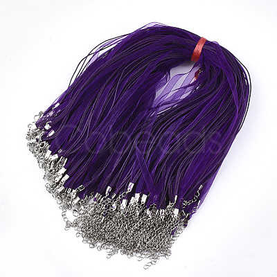 Waxed Cord and Organza Ribbon Necklace Making X-NCOR-T002-193-1