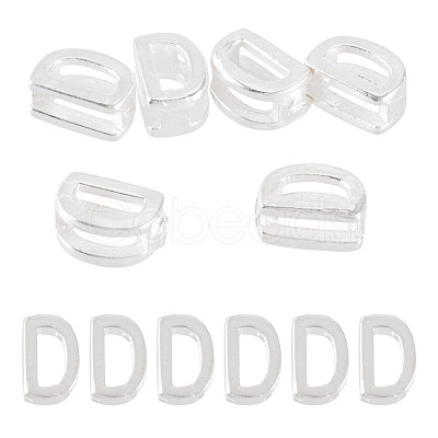 6Pcs 925 Sterling Silver Hollow Initial Beads STER-TA0001-53D-1