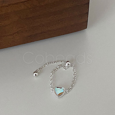Adjustable 925 Sterling Silver Chain Finger Rings FS-WG5585A-01-1-1