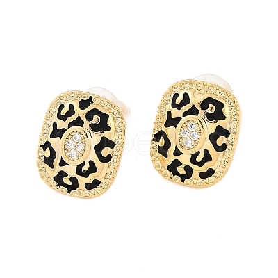 Brass Micro Pave Clear Cubic Zirconia Stud Earrings EJEW-P301-06G-1