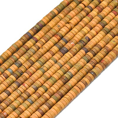 Natural Yellow Ocean Jasper Beads Strands G-P575-B32-4x1mm-1