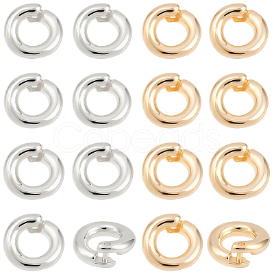 20Pcs 2 Colors Brass Locking Jump Rings KK-BBC0023-07A-1