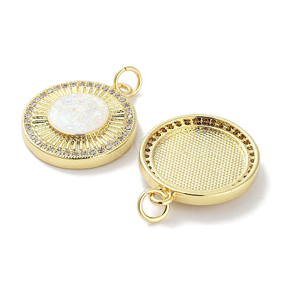 Brass Micro Pave Clear Cubic Zirconia Pendants KK-L213-041G-02-1