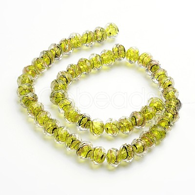Handmade Gold Sand Lampwork Rondelle Beads Strands LAMP-I010-C-07-1