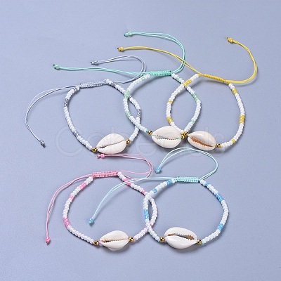 Adjustable Glass Seed Bead Braided Bead Bracelets BJEW-JB04284-M-1
