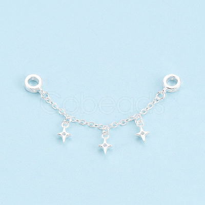 925 Sterling Silver Micro Pave Clear Cubic Zirconia Chain Extenders STER-N016-54S-1