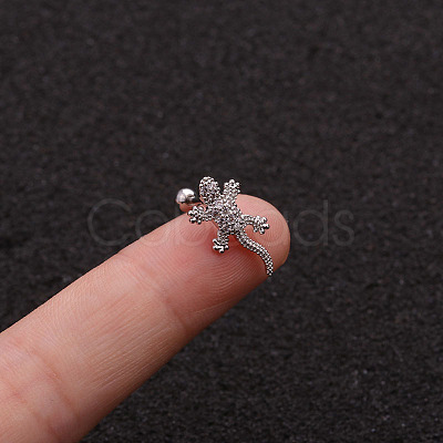 Brass Micro Pave Clear Cubic Zirconia Cartilage Earrings for Women WG50079-01-1