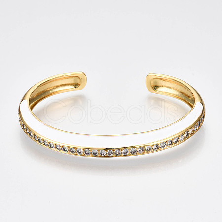 Brass Micro Pave Clear Cubic Zirconia Cuff Bangles BJEW-N302-004F-NF-1