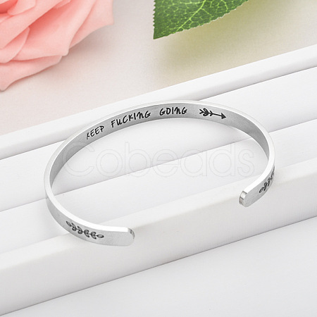 Inspirational Stainless Steel Cuff Bangles for Men Women FS-WG0E735-06-1