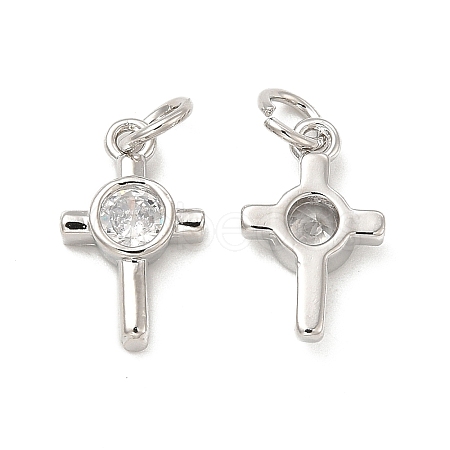Brass Micro Pave Cubic Zirconia Charms KK-E068-VB239-1