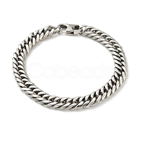 Non-Tarnish 201 Stainless Steel Cuban Link Chains Bracelet for Men Women BJEW-H550-07A-P-1