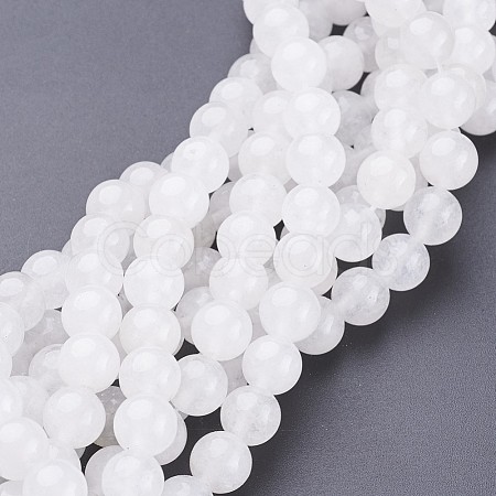 Natural White Jade Beads Strands GSR10mmC138-1