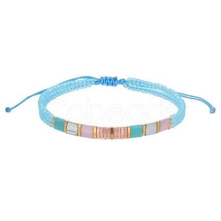 Bohemian Style Glass Seed Bead & Plastic Braided Bead Bracelets QF8968-6-1