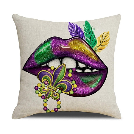 Mardi Gras Carnival Theme Linen Pillow Covers AJEW-H146-02A-1