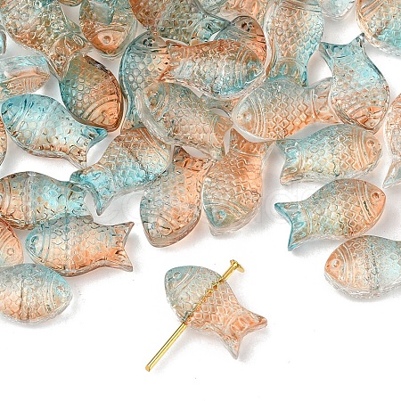 50Pcs Transparent Spray Painted Glass Beads GLAA-FS0002-06D-1