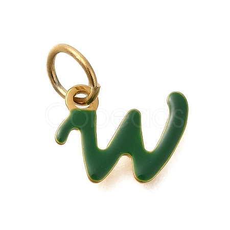 Ion Plating(IP) 304 Stainless Steel Enamel Alphabet Charms STAS-F308-02G-W-1