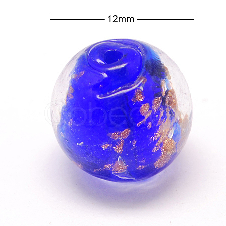 Handmade Gold Sand Lampwork Beads LAMP-S034-12mm-01-1