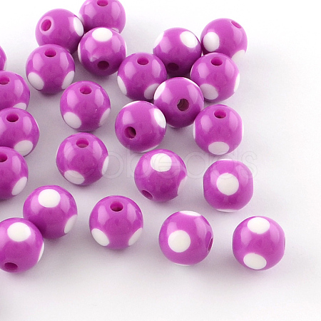 Dot Pattern Opaque Acrylic Beads SACR-R883-12mm-07-1