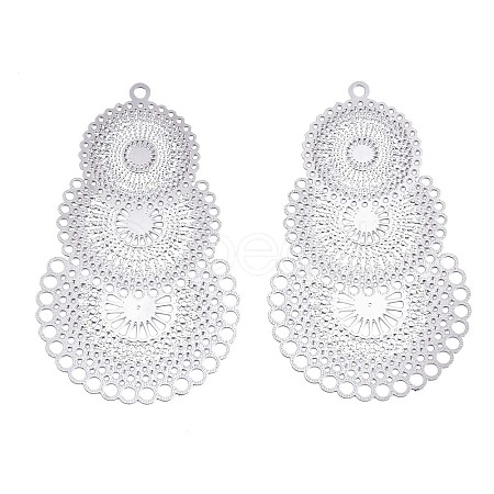 Tarnish Resistant 304 Stainless Steel Filigree Pendants STAS-R102-10P-1