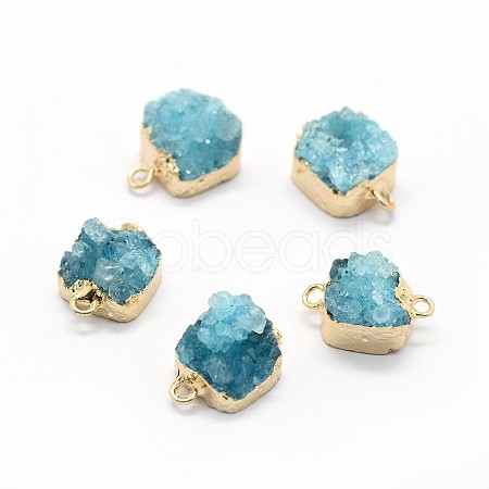 Natural Druzy Quartz Links connectors G-P396-11G-04-1
