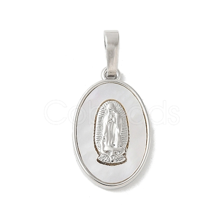 Brass Pave Natural White Shell Pendants KK-S522-07C-P-1