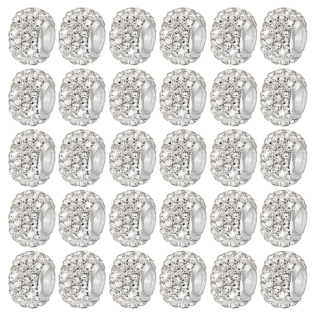100Pcs Polymer Clay Rhinestone European Beads RB-PH0001-54A-1