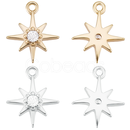 20Pcs 2 Colors Brass Clear Cubic Zirconia Charms FIND-BBC0002-16-1