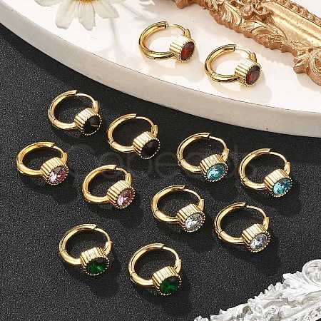304 Stainless Steel Flat Round Hoop Earrings EJEW-P309-02G-1