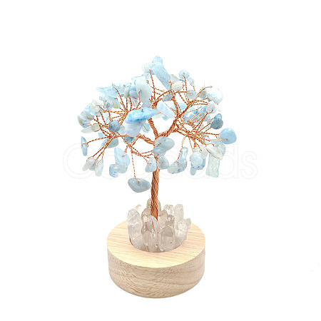 Natural Aquamarine Chips Tree Night Light Lamp Decorations PW-WG63079-08-1