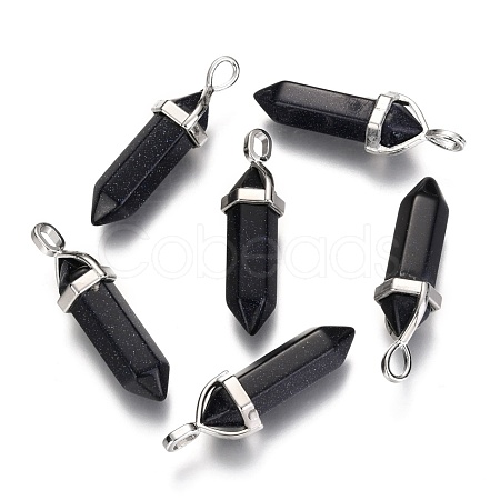 Synthetic Blue Goldstone Pointed Pendants G-F295-03H-1