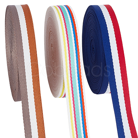 30 Yards 3 Styles Stripe Polyester Ribbons OCOR-PH0006-35-1