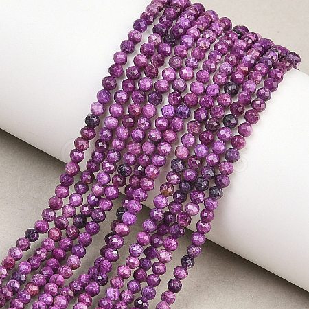 Heated Natural Sugilite Beads Strands G-B193-B01-3mm-1