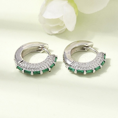 Brass Micro Pave Cubic Zirconia Hoop Earrings KK-CBA8324-22P-03-1